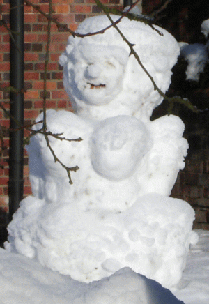 Hugely bosomed snow figure